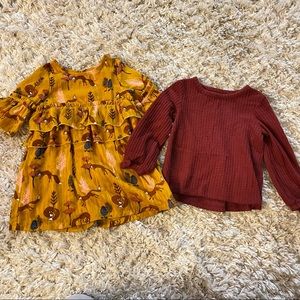 Fall Fox Shirt Maroon Long Sleeve Shirt Set